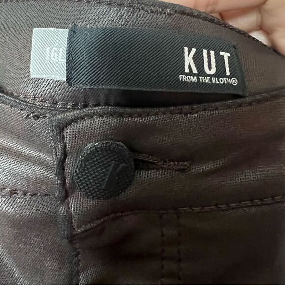 Kut From The Kloth Chocolate Rachael Fab Ab Coated Raw Hem Mom Jeans 16L - Picture 7 of 10